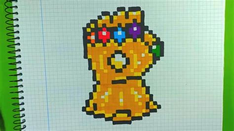 Como Dibujar El Guantelete De Thanos Pixel Art Tutorial Dibujos En