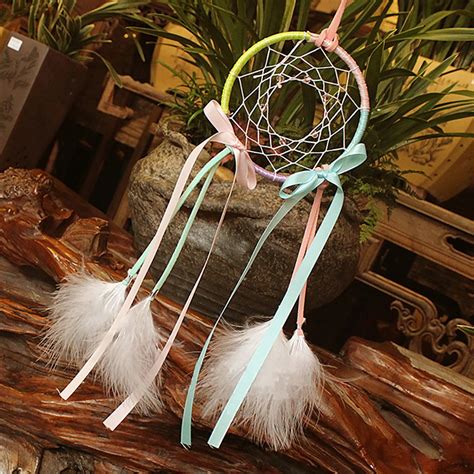 Fresh Style Handmade Colorful Ribbon Dream Catcher Net With White