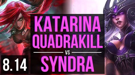 Katarina Vs Syndra Mid ~ Quadrakill 1400 Games ~ Korea Diamond