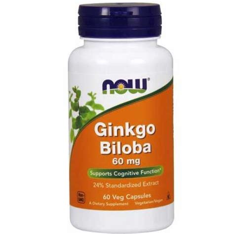 Now Foods Ginkgo Biloba 60 Mg 60 Vegetable Capsules