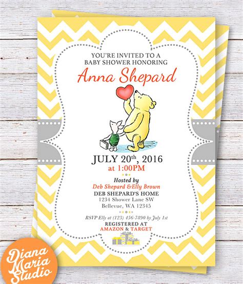 Blank Winnie The Pooh Baby Shower Invitations