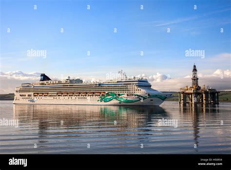 Norwegian Jade Cruise Line And Gsf Arctic Ii Oil Rig In Cromarty Firth