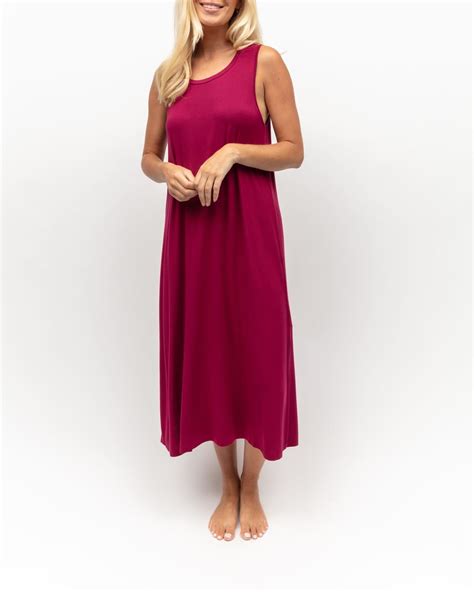 Aliyah Jersey Long Nightdress Magenta TKD Lingerie