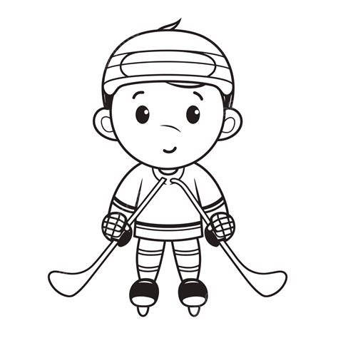 Dibujo De Página Para Colorear Dibujos Animados Un Niño Jugador Hockey