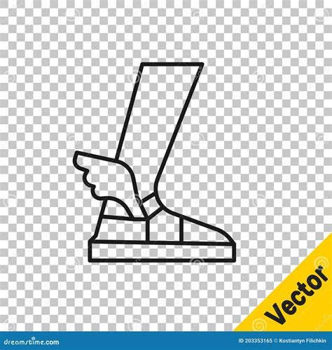 Black Line Hermes Sandal Icon Isolated On Transparent Background