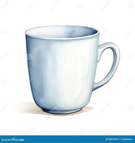 Watercolor Drawing of Cup on Plain White Background Stock Illustration ...