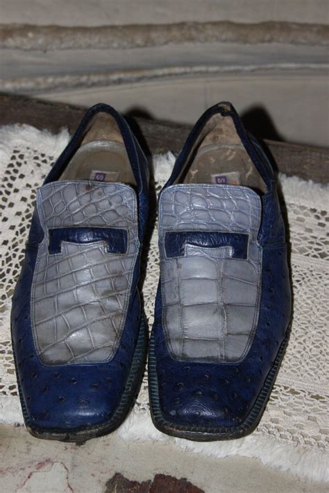 Rare Mauri City Slicker Shoes Alligator Ostrich Blue Gem