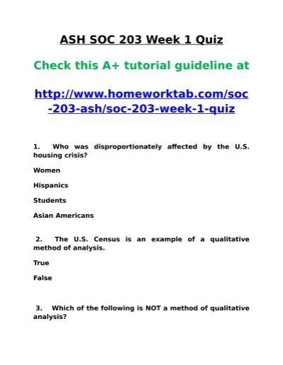 ASH SOC 203 Week 1 Quiz