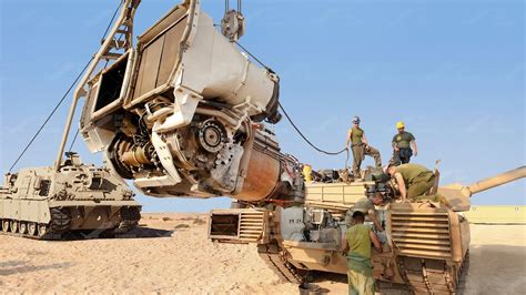 Lifting The Powerful Turbine Engine Of Massive 6 Million US M1 Abrams