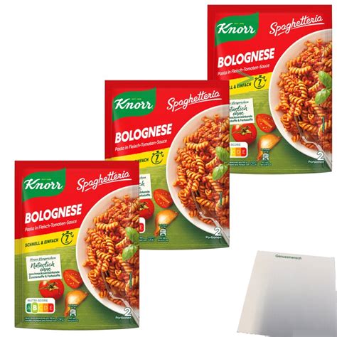 Knorr Bolognese Pasta Nudeln In Fleich Tomaten Sauce Spaghetteria 3er