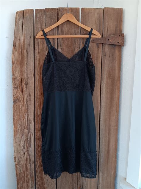 Vintage Deena Fine Lingerie Black Full Slip Dress Wom Gem
