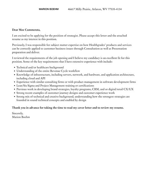 Strategist Cover Letter Velvet Jobs