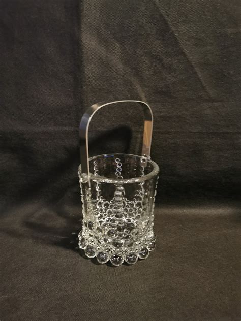 Walther Glas Bolero Glass Ice Cube Tray Ice Bucket Vintage German Bubble Glass Bowl Mid Century