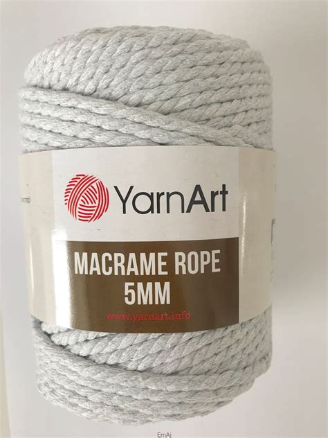 Macrame ROPE 5 Mm SZARY Jasny 756 Sznurek Do Makramy 500g EmAj