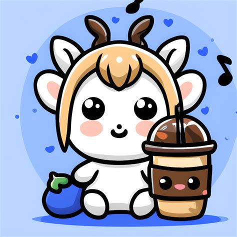 Cute Adorable Kawaii Chibi Goat With Coffee Latte Creative Fabrica