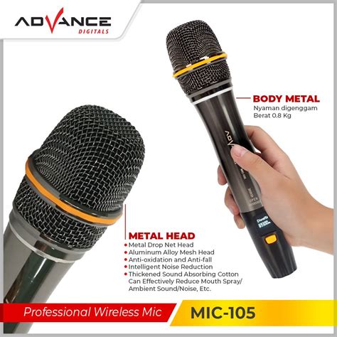 Microphone Profesional Advance Mic Mic Mic Wireless Silver