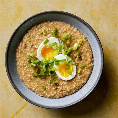 Savory Oatmeal With Dried Porcini Mushrooms And Soft Cooked Egg