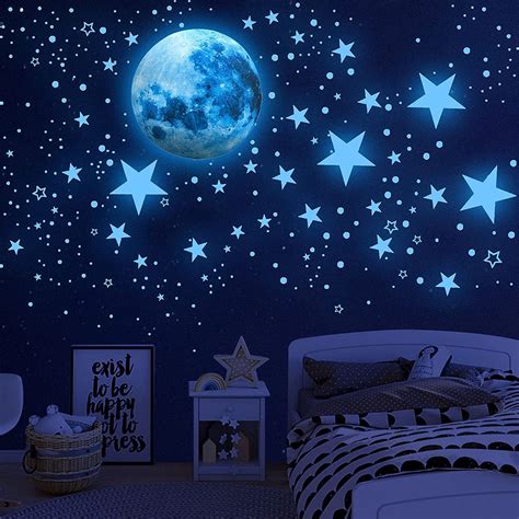 Glow In The Dark Stars for Ceiling,Glow In The Dark Stars and Moon Wall ...