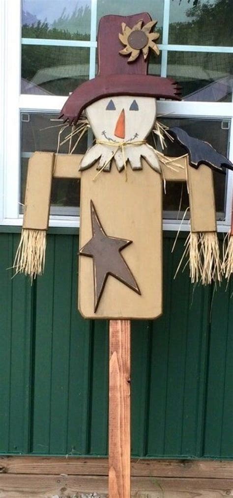 Big Primitive Wood Scarecrow Etsy Canada In Halloween Wood