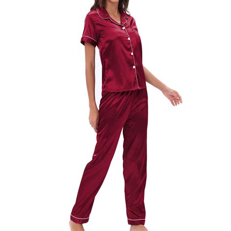 Gamivast Womens Pajama Sets Short Sleeve Plus Size Silk Pajamas Shorts