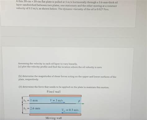 Solved A Thin Cm Cm Flat Plate Is Pulled At M S Chegg