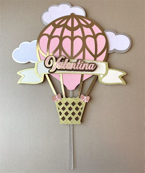 Hot Air Balloon Cake Topper Pink Hot Air Balloon Theme Etsy