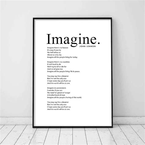 Imagine Printable Song Lyrics The Beatles Wall Art John | Etsy