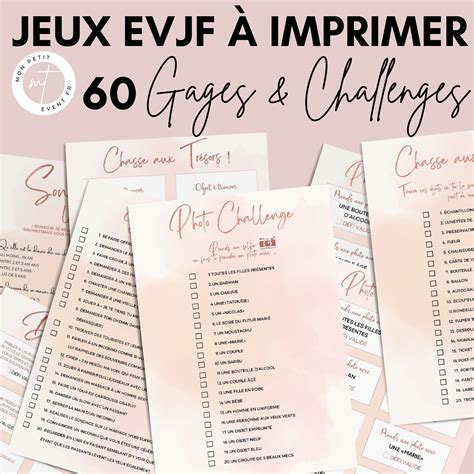 Jeux Evjf à Imprimer 60 Gages Défis And Challenges Pour Un Enterremen