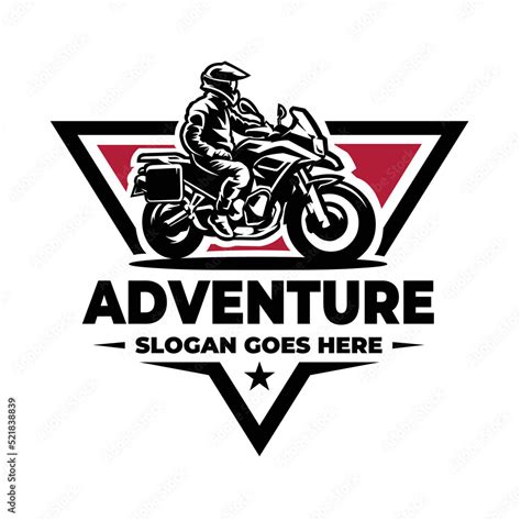 Adventure Touring Motorbike Emblem Logo Vector Isolated Stock Vector