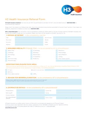 Uk H Health Insurance Referral Form Fill Online Printable