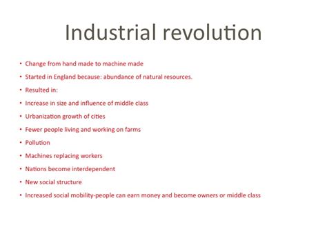 Mrs. Castillo's Global II Honors 2019/2010: industrial revolution effects