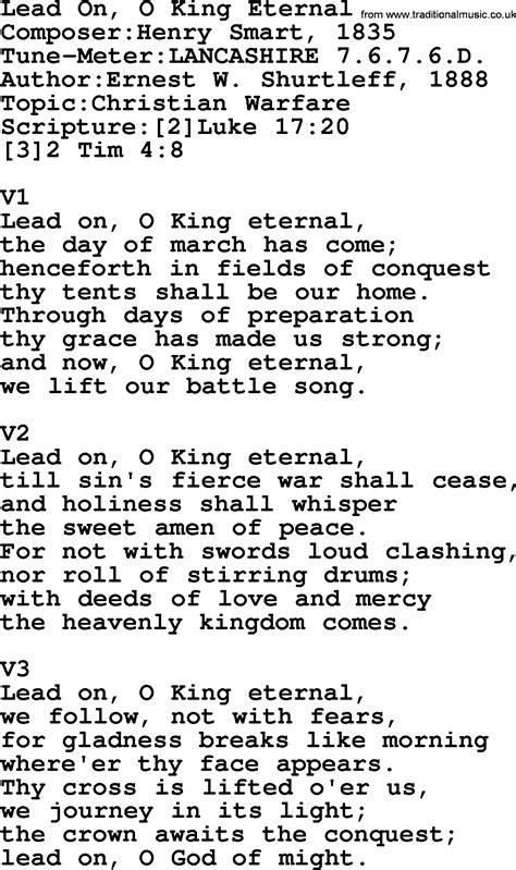 Adventist Hymn Lead On O King Eternal Christian Song Lyrics With Pdf