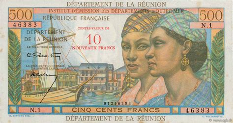 10 NF sur 500 Francs Pointe à Pitre ISLA DE LA REUNIóN 1971 P 54a