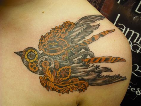 Steampunk Bird Tattoo