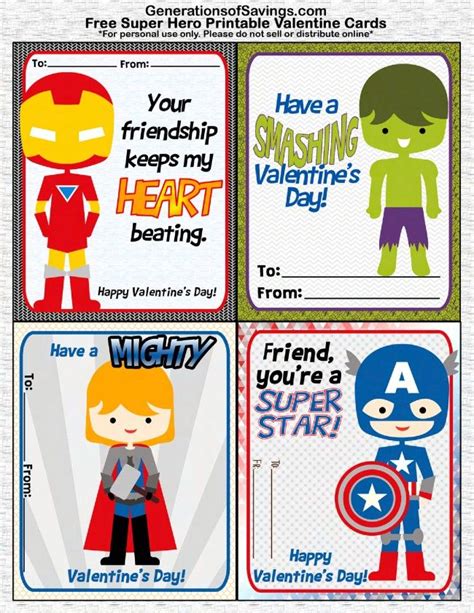 Kat Balog Superhero Valentines Printable Valentines Cards