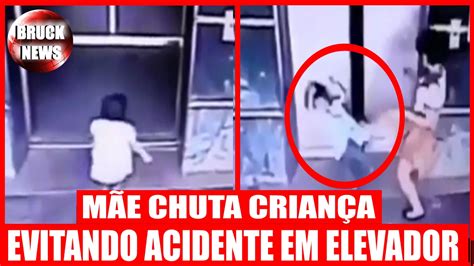 MÃE CHUTA FILHA PARA NÃO FICAR PRESA EM ELEVADOR MÃE DA CHUTE EM