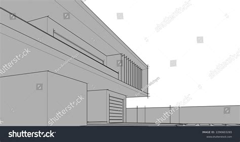 Modern House Sketch Drawing Vector Illustration Stock Vector (Royalty ...