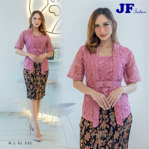 Jual Setelan Kebaya Brokat Kutu Baru Lengan Pendek Kebaya Modern Kebaya