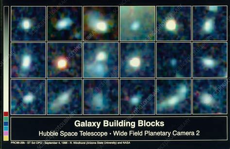 Young galaxies taken from the Hubble deep Field - Stock Image - R820/0281 - Science Photo Library