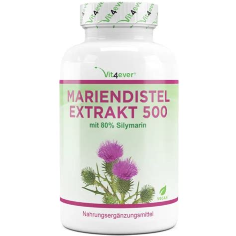 MARIENDISTEL EXTRAKT 180 Kapseln 500mg 80 Silymarin 100