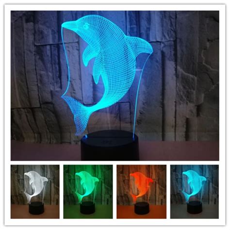 Amazing Lovely Dolphin D Led Illusion Night Light Color Changeable