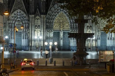 Exterior Of Cologne Cathedral At Night Editorial Stock Photo Image Of