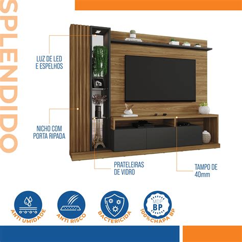 Estante Home Theater Para TV 75 Polegadas Splendido Caemmun