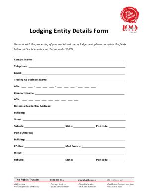 Fillable Online Lodging Entity Details Form Fax Email Print Pdffiller