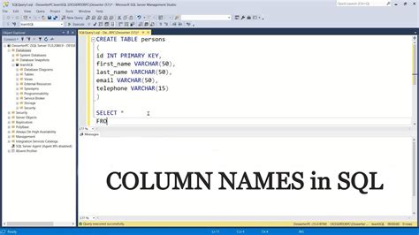 How To Get Column Names In Sql Youtube