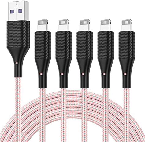 Iphone Charger Cable 6ft 5pack [apple Mfi Certified] Long Lightning Cable 6 Foot