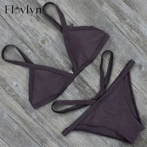 Floylyn Bikini 2017 Vintage Sexy Ruffled Bandeau Bikini Set Summer