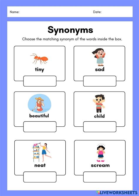 ใบงาน Synonyms Live Worksheets