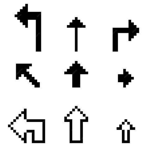 Premium Vector Set Of Pixel Arrows Collection Of Black Cursors 8