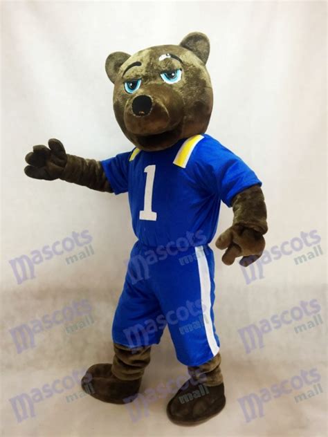 Costume mascotte ours brun foncé UCLA avec gilet